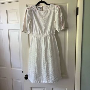 Amazing vintage 80s white eyelet summer dress S-M 9